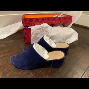 Tory Burch Navy Suede Mules